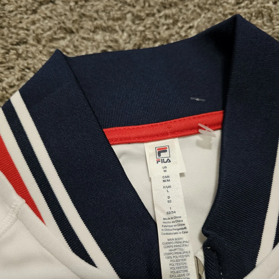 Chaqueta de tenis de pista Fila Heritage para hombre talla M blanca cremallera completa larga nueva con etiquetas precio de venta sugerido por el fabricante $90 Foto 4 de 4