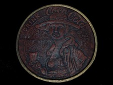 TH05143 VINTAGE 1970s COCA-COLA SODA FOUNTAIN ADVERTISEMENT BELT BUCKLE