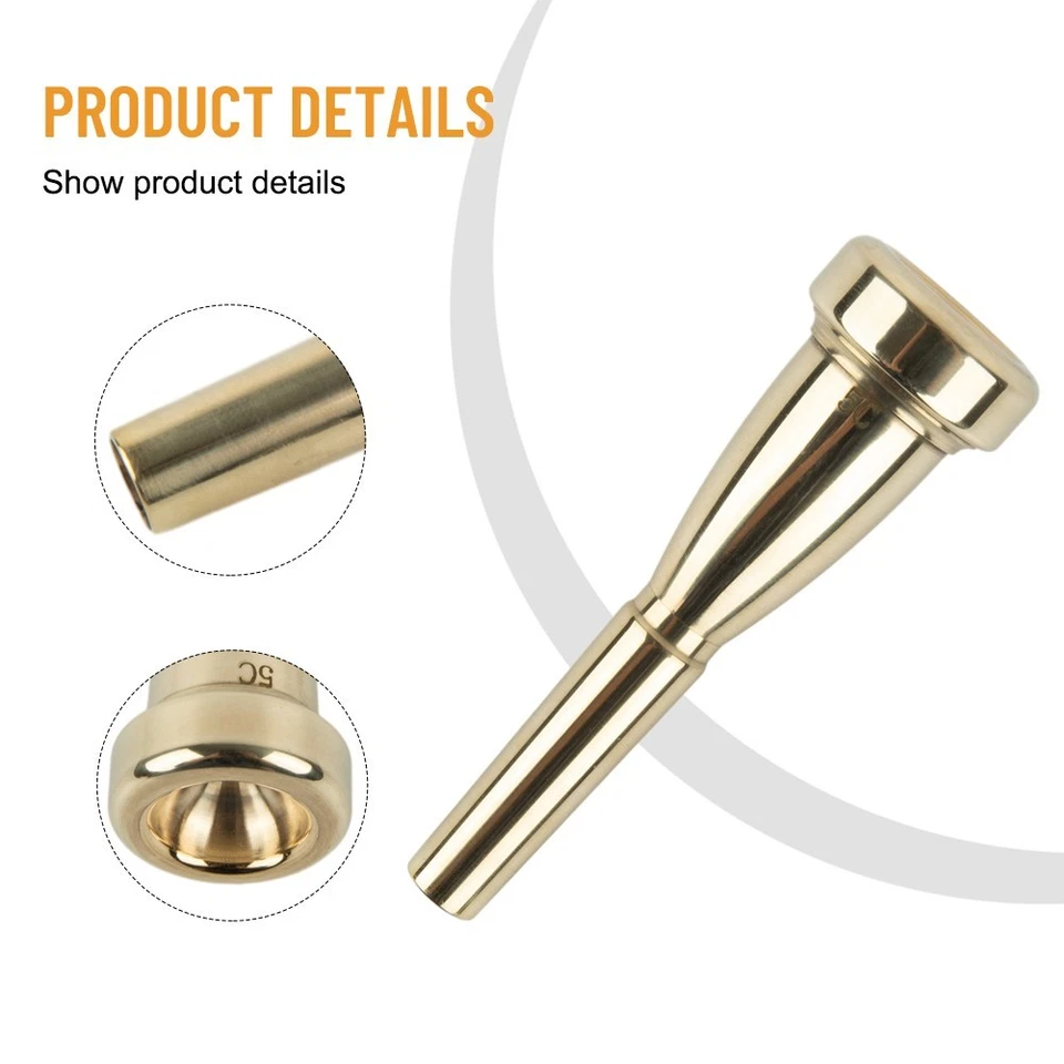 Professionale Bocchino Tromba 7C/5C/3C Color Oro / Argento Pesante Coppa Forma - Immagine 3 di 4