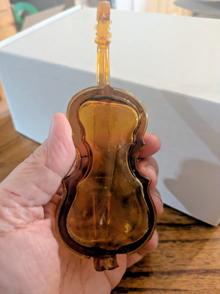 RARO WESTMORELAND ÁMBAR FIGURATIVO VIOLÍN CARAMELO CONTENEDOR BOTELLA DE COLECCIÓN Foto 3 de 4