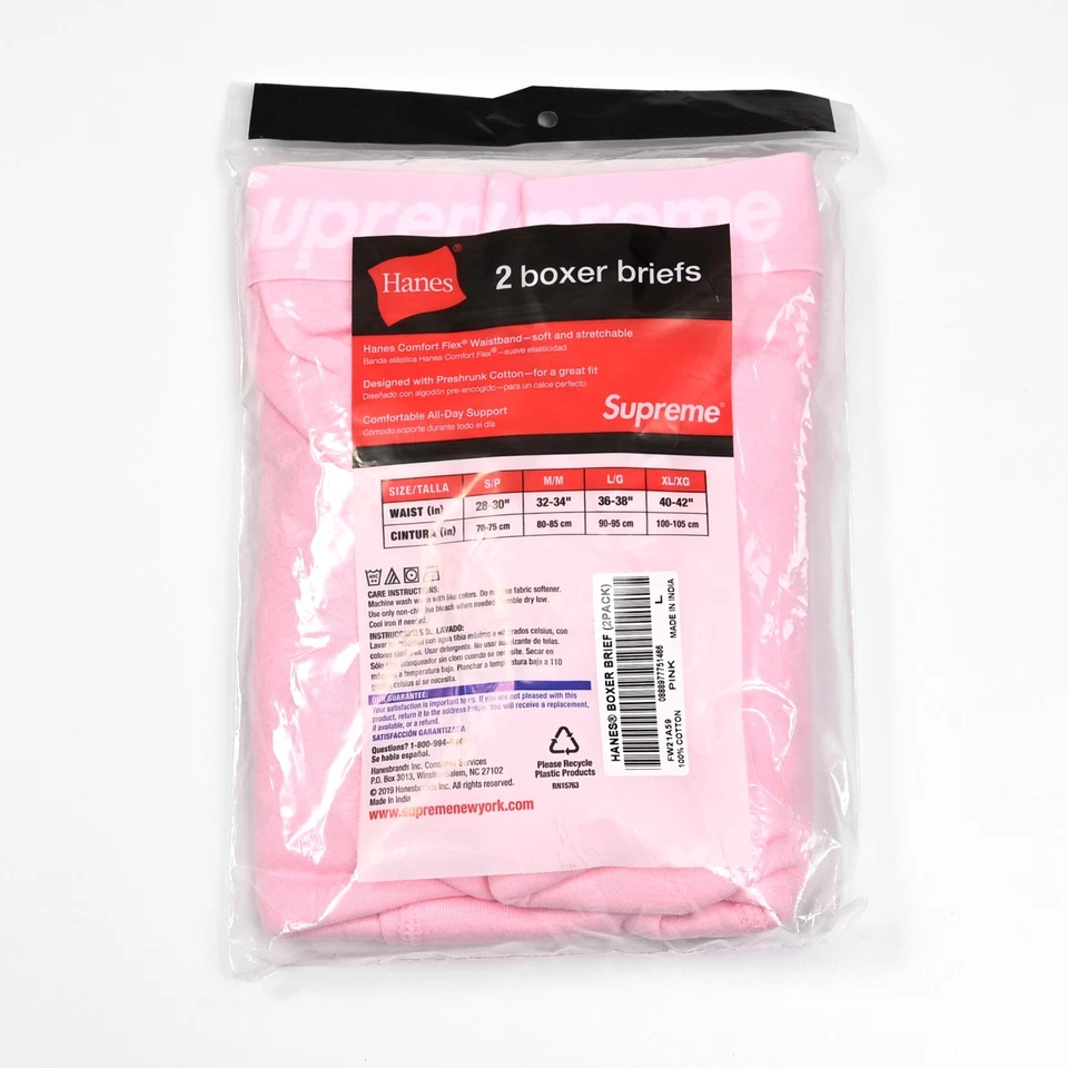 Трусы-боксеры Supreme x Hanes (2 упаковки) - розовые - размер большой сезон FW21 - Изображение 3 из 4