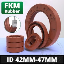 Oil Seal 42mm-47mm ID Rotary Shaft FKM Rubber Double Lip Stainless Steel Spring