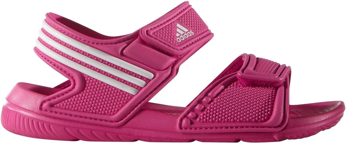 adidas Akwah 9 Girls Kids Flip Flop Sandal Shoe Pink Hook and Loop |