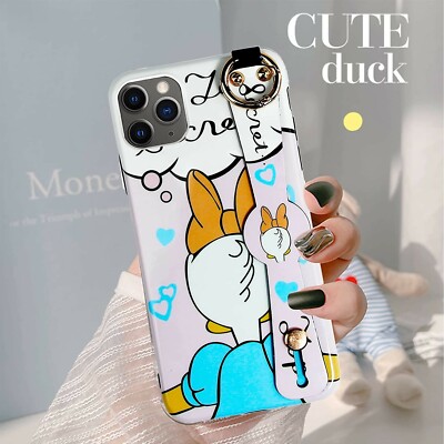iss iPhone 12 Mini Case Two Lanyard Wrist Strap Bands Cute Disney Cartoon Soft