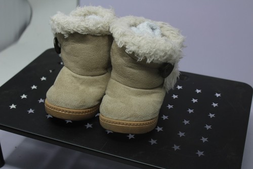 Koala Baby Brown Suede Boots Buttons Faux Fur Lined Winter Booties - Picture 2 of 5