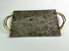 Michael Aram Gray Marble Wheat Cheese Board with Gold Handles