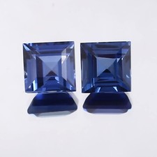 AAA Extra Fine 6x6MM Natural Ceylon Blue Sapphire Square Cut Loose Gemstone Pair