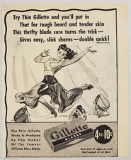 1945 Print Ad Gillette Razor Blades Pretty Lady Dances for Soldiers