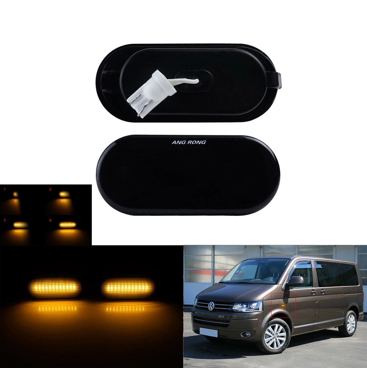 2x Dynamic Canbus LED Side Indicator Repeater Light Fit VW Polo 6N