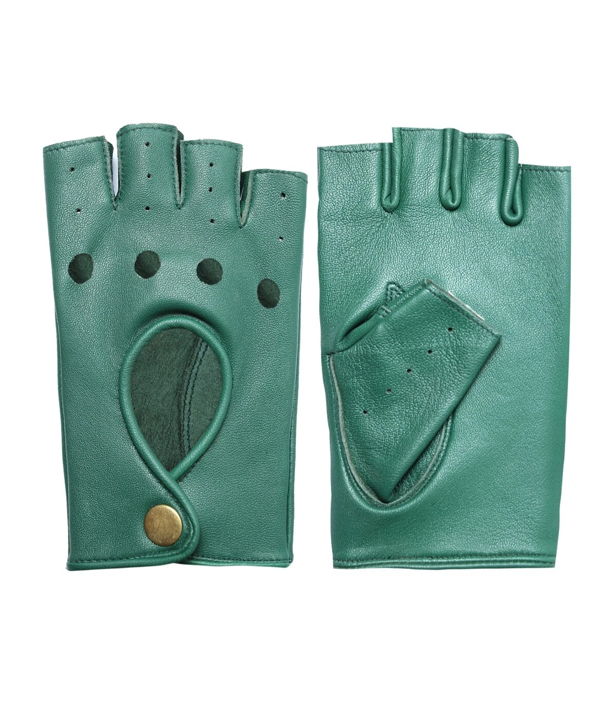 Green Half finger driving Gloves fashion cycling Sheep leather for women men