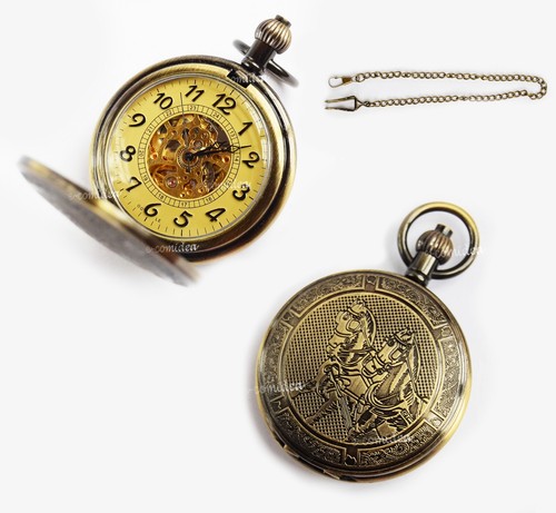 OROLOGIO DA TASCA TASCHINO CON CATENA SCHELETRATO CAVALLI CARICA MANUALE  BRUNITO | eBay