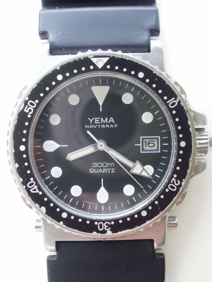 Yema Navygraf men's 043 original diver quartz vintage wrist  watch