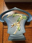 Vintage 1940s Roseville Art Pottery Blue Snowberry Basket - 1BK-7