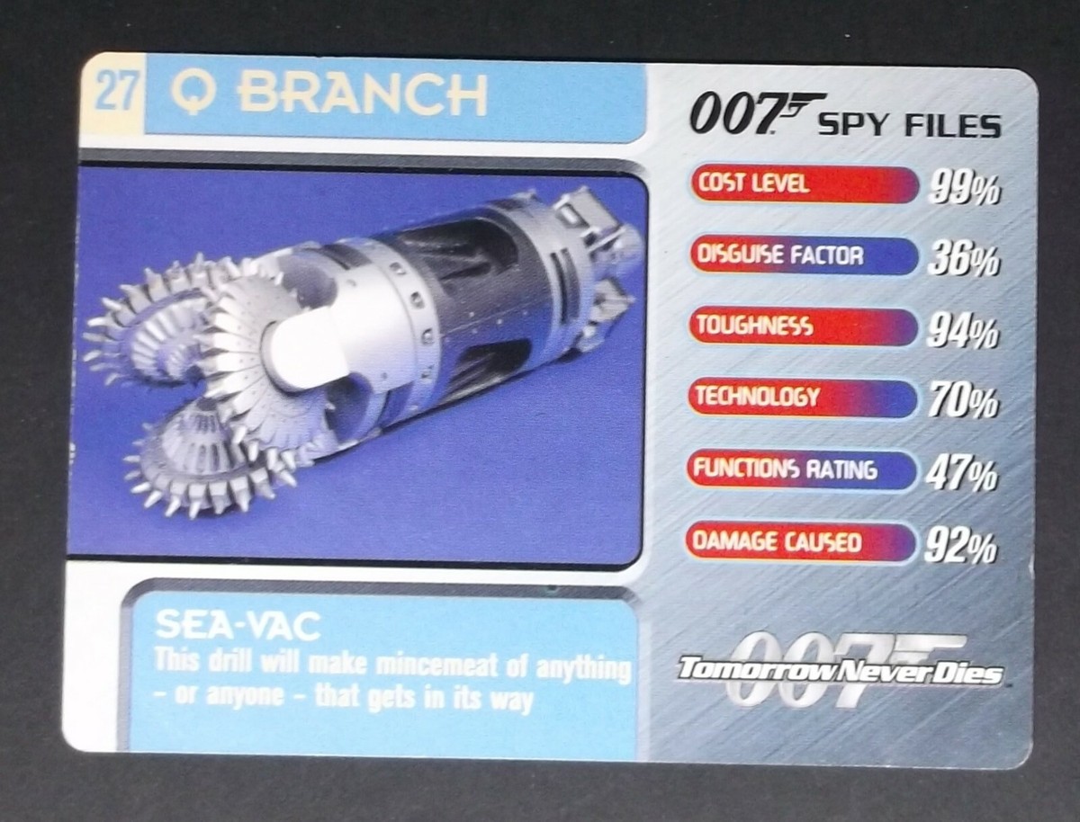 切手007 Bond 007 Spy Files Card Q Branch 27 Sea-Vac Drill Tomorrow Never