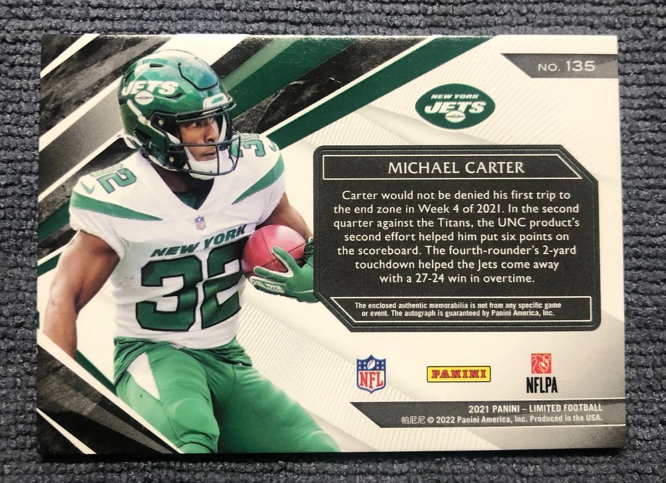 MICHAEL CARTER RPA /49 ROOKIE PATCH AUTO 2021 Panini Limited #135 - Image 2 of 3