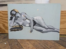 Vintage John Huszer 1913-83 figure study reclining female nude Rhode Island mcm