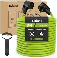 Nilight 50FT RV Extension Cord 30 Amp 125V Heavy Duty 10/3 Gauge Pure Copper
