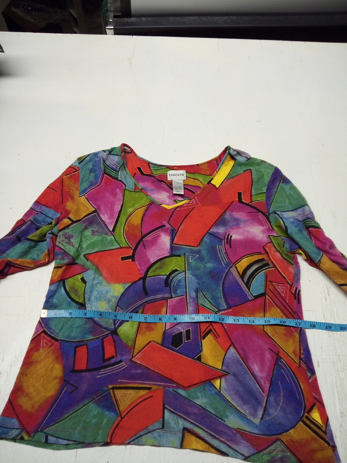 CHICO'S Multicolor Abstract Pattern Long Sleeve P… - image 3
