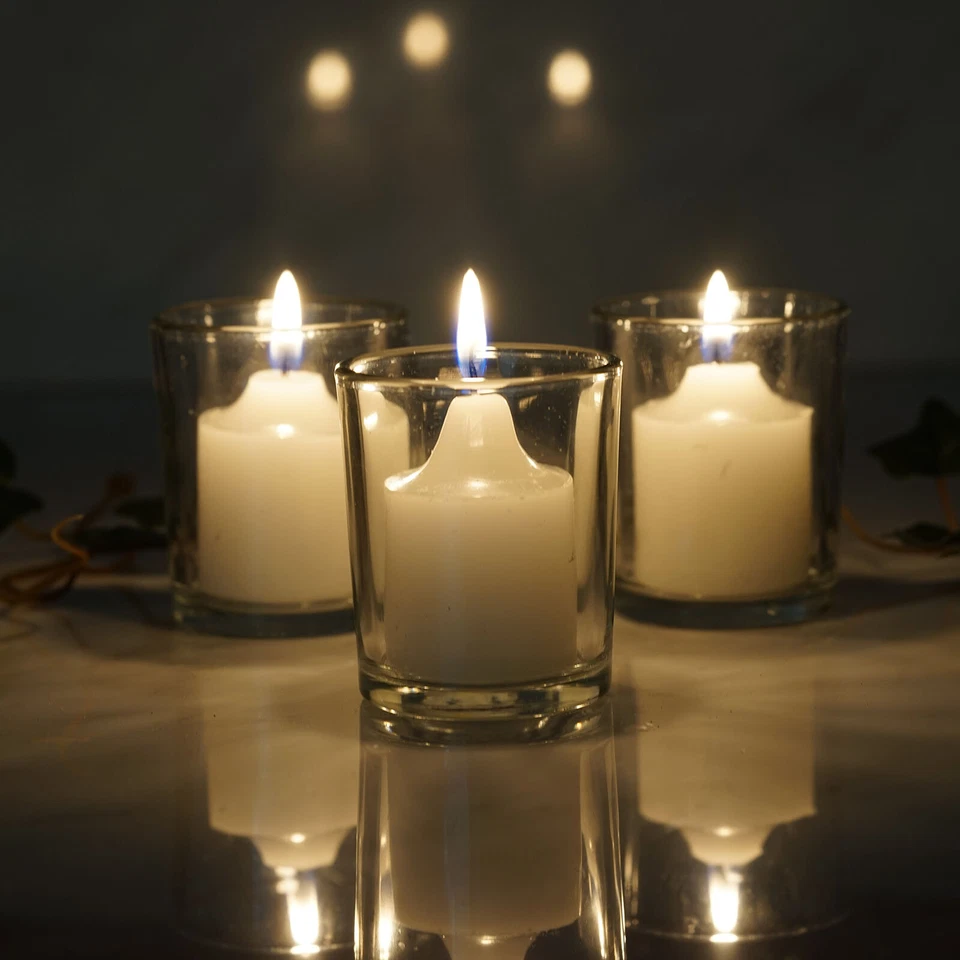 Clear GLASS Candle VOTIVE HOLDERS for Wedding Centerpieces Table Decorations - Image 2 of 4