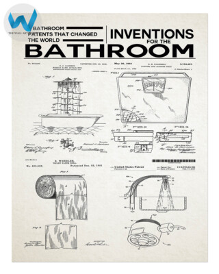Badezimmer Erfindungen Patent Kunst Poster Badezimmer Wandkunst 12X16/16X20/1...