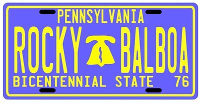 Rocky Balboa movie 1976 Pennsylvania License plate