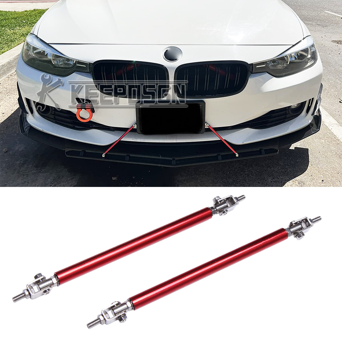 10"13" Front Bumper Splitter Strut Rods Tie Red For F10 F32 E90 E91