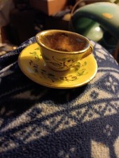 Miniature Cup  Saucer Set W/hp Blue Flowers  Gold