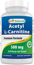Best Naturals acetyl l-carnitine 500 mg 120 Capsules - Non GMO & Gluten Free