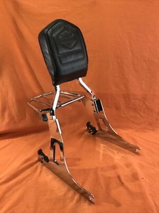 HARLEY DAVIDSON GENUINE CHROME BACKREST W PAD & LUGGAGE RACK FOR DYNA