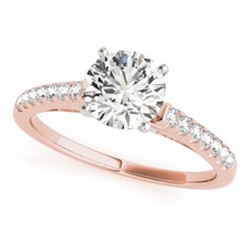 1.30 Ct Round Simulated Diamond Anniversary Ring 14K Solid Rose Gold Size 6