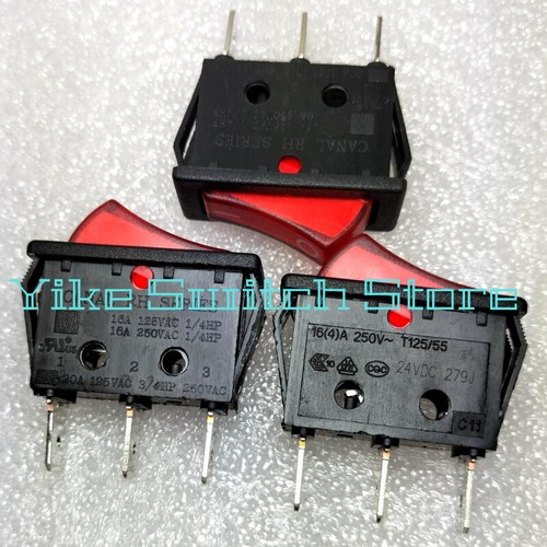 1PCS CANAL RH SERIES Red 3pins 2gear Rocker Switch 16A 125VAC /250VAC ...