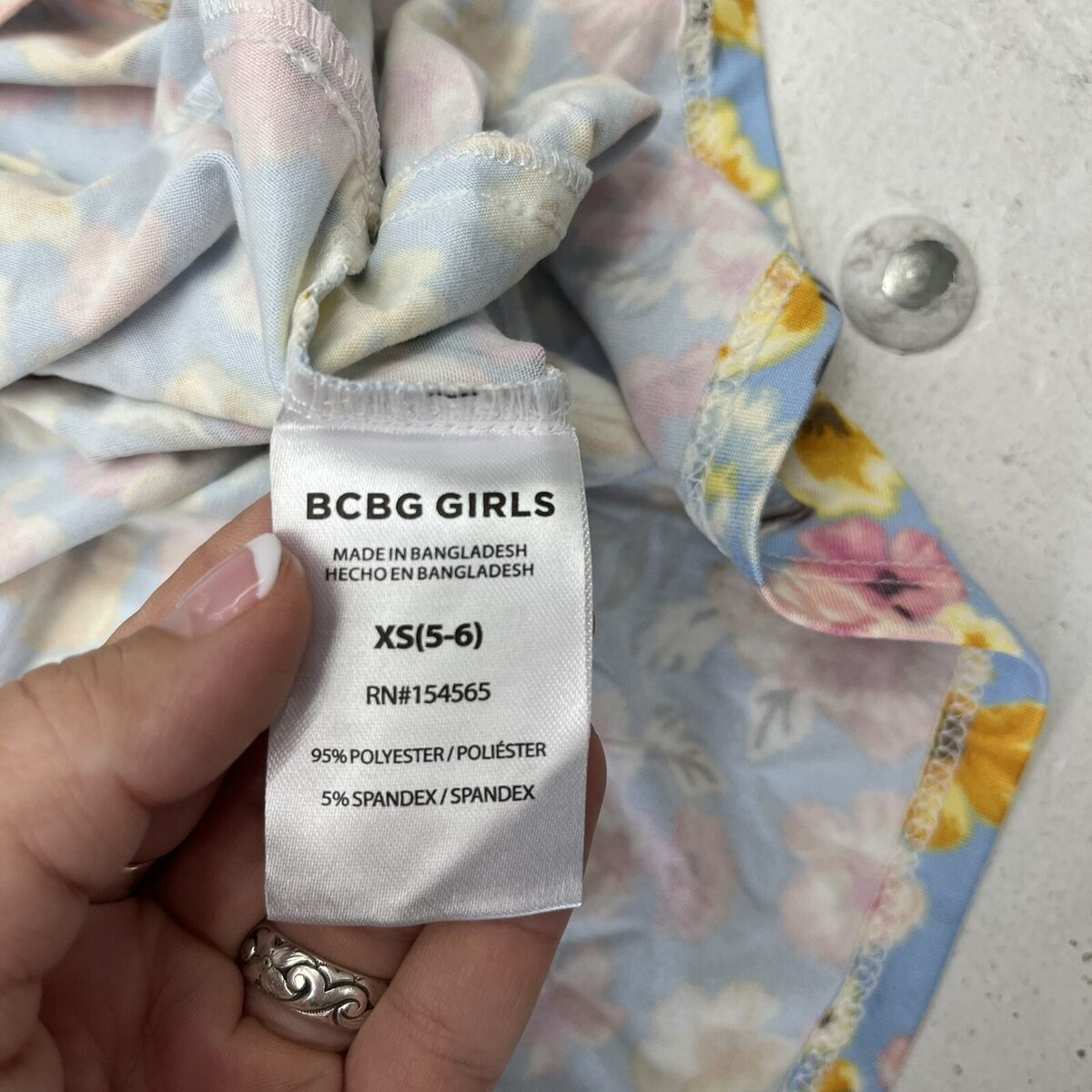 BCBG Girls Blue Floral Short Sleeve Dress Girls Kids Size XS BCBG Girls Blue Floral Short Sleeve Dress Girls Kids Size XS