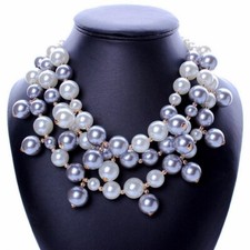 Handmade Imitation Pearl Necklace Choker for Women Multi-layer Collar Necklaces