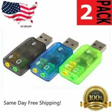 USB 3d Audio Sound Card Microphone Headset Adapter 2 Pack Fast Free USPS Ship