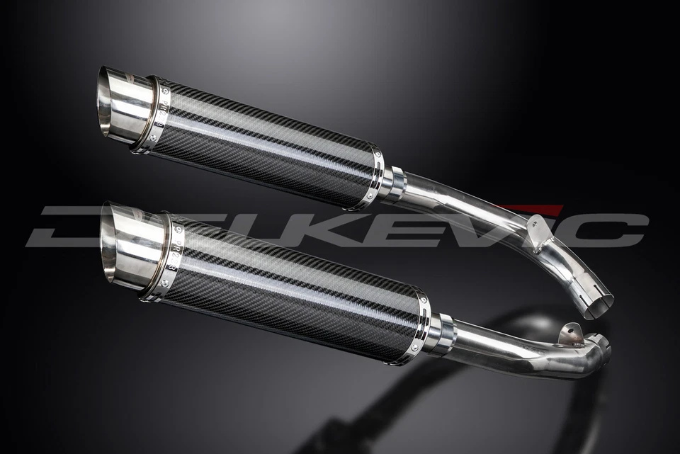 Kit silenciador escape carbono redondo 14" Honda RVT1000R 2000-2001 Delkevic Foto 3 de 4