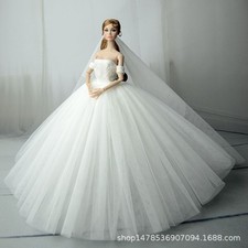 Pure White Doll Dress For 11.5" Doll Clothes Evening Gown Clothes Wedding Dress