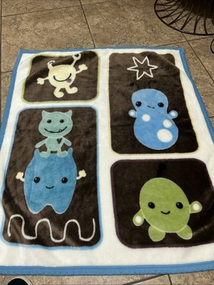 COCALO Peek A Boo Monster Plush Baby Blanket Security Lovey Brown Blue Green