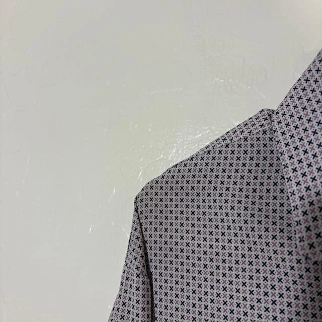 Camisa de vestir Mizzen+Main Sotavento para hombre XL púrpura azul geométrico elástico hecha en EE. UU. Foto 2 de 4