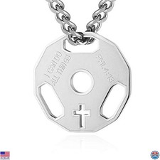 Men's Stainless Steel Chain Pendant Dumbbell Weight Plate Barbell Necklace HZMAN