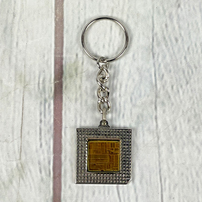 Vtg 1992 Intel Pentium Processor Prototype Keychain with Microchip 1.25''