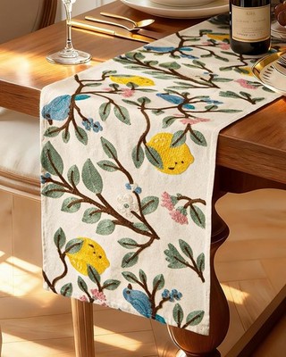 Canvas Embroidered Table Runner 13''x 72'' Coffee Table Runner Living Room Narrow