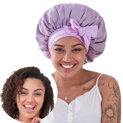 Women Satin Night Sleep Cap Hair Bonnet Hat Silk Head Cover Wide Elastic Band