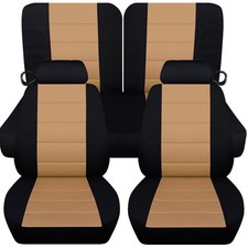 Frontrear Black-tan Cotton Car Seat Covers Fits 1994-2004 Ford Mustang Coupe