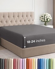 Extra Deep Queen Fitted Sheet - Hotel Luxury Single Queen, 07 - Dark Grey