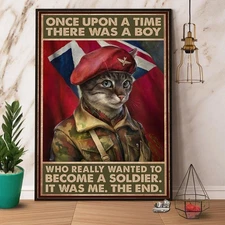 Soldier Cat A Boy Who Really Wanted To Become A Soldier Paper Poster No Frame...