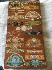 My Father Cigars custom cigar band art -band display w/ stickers - 6 3/4 " x 13"