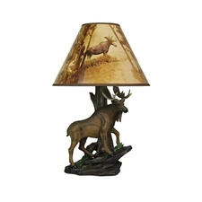Zeckos Zeckos North American Bull Moose Table Lamp With Printed Shade