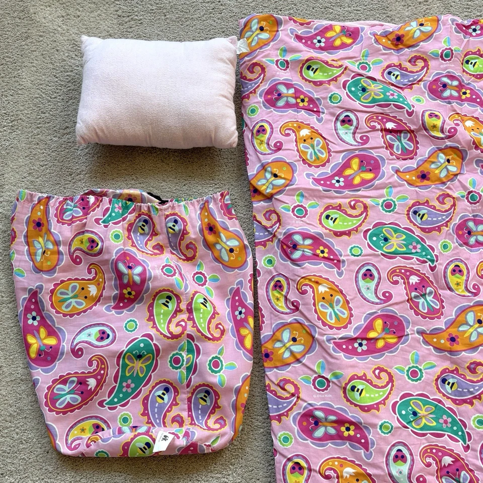Saco de dormir Wildkin Kids rosa colorido cachemir con almohada siesta durante la noche 57 x 30 Foto 2 de 4