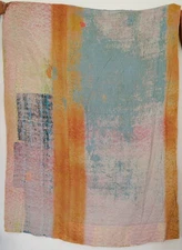 Vintage Indian Kantha Quilt Cotton Handmade Reversible Throw Blanket