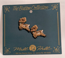1993 Mill Hill Hand Painted Ceramic Buttons Reindeer